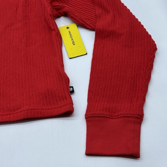 Eleven by Venus Williams Size Medium Bloom Candy Red Long Sleeve Ribbed Hoodie - Picture 3 of 13